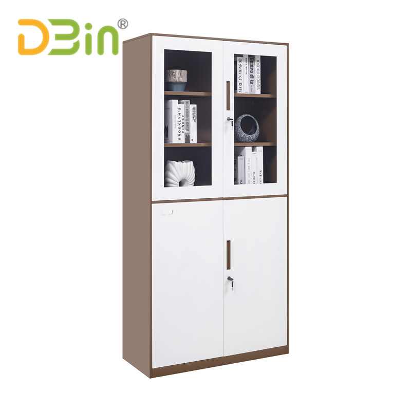 Upper Glass Door And Lower Steel Door Cabinet